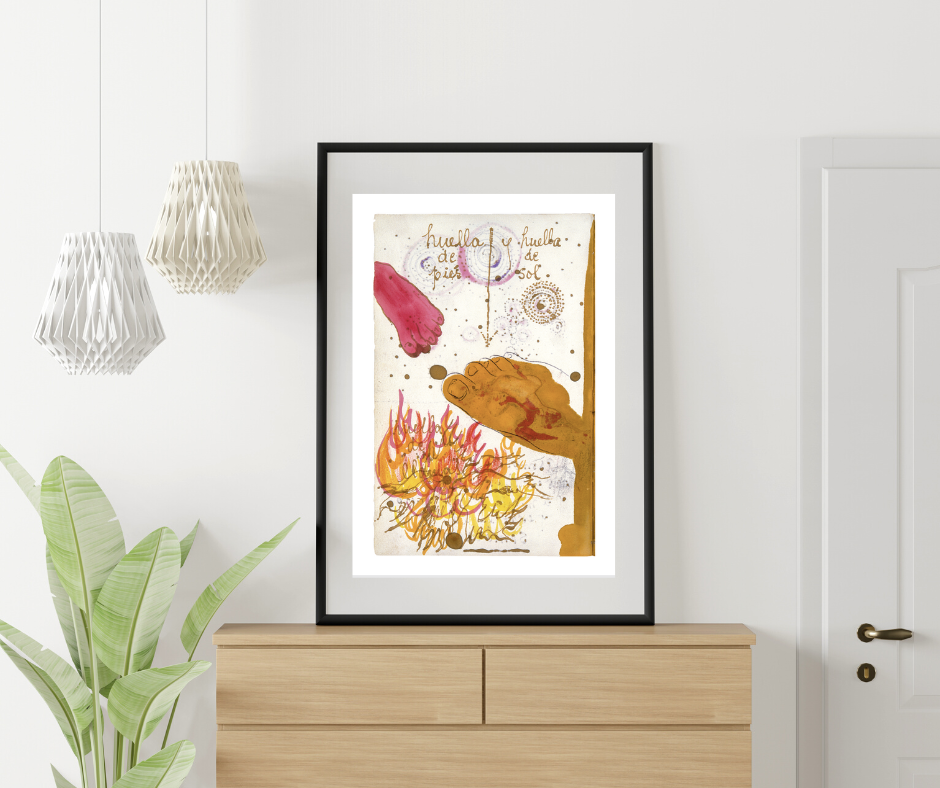 Poster del diario de Frida Kahlo, “Huella de pies y huella de sol”
