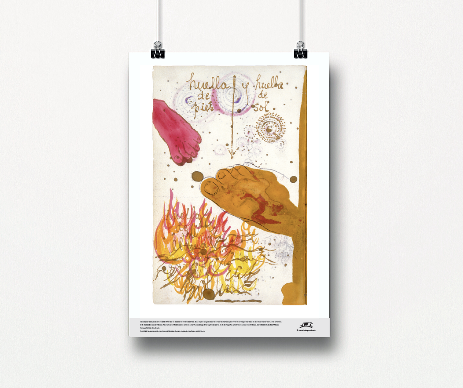 Poster del diario de Frida Kahlo, “Huella de pies y huella de sol”