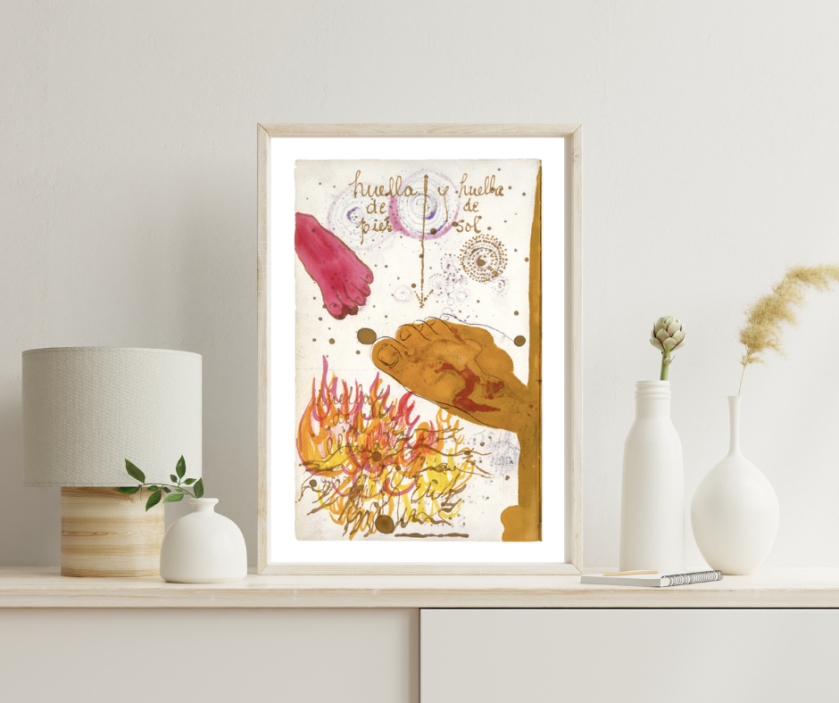 Poster del diario de Frida Kahlo, “Huella de pies y huella de sol”
